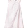 Enfants Petite Plume Chemises De Nuit | Chemise De Nuit Amelie En Serge Pour Fille A Rayures Roses Et Blanches