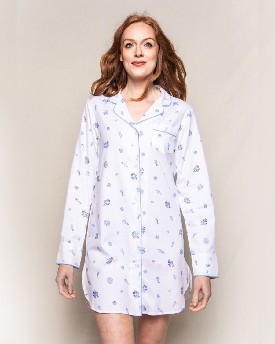 Femmes Petite Plume | Chemise De Nuit En Serge Pour Femmes En Coquillages Du Suffolk