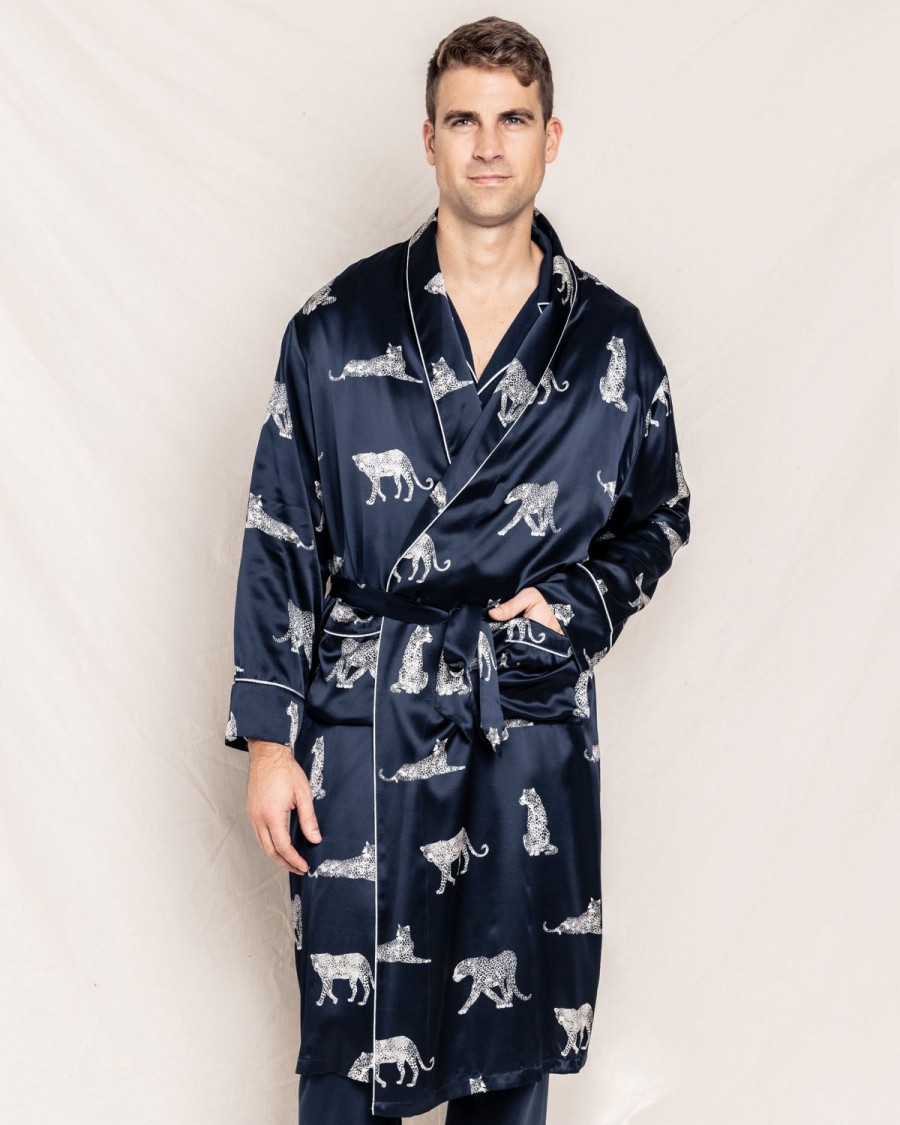 Hommes Petite Plume | Robe Longue En Soie Pour Hommes En Panthere De Nuit