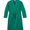 Hommes Petite Plume | Robe En Flanelle Pour Hommes En Vert Foret Avec Passepoil Blanc