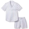 Hommes Petite Plume | Ensemble Pyjama Court En Serge Pour Hommes A Rayures Francaises Vintage