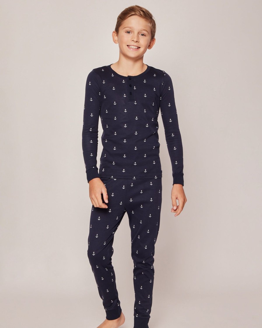 Enfants Petite Plume Pyjamas | Ensemble De Pyjama Ajuste Pima Pour Enfants En Ancres De Portsmouth