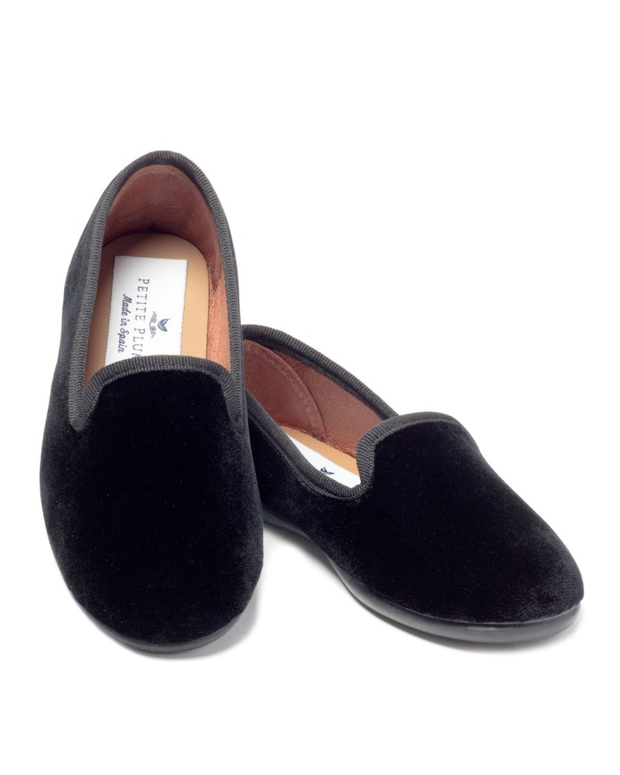 Femmes Petite Plume | Mocassin Hamptons Pour Femme En Velours Noir