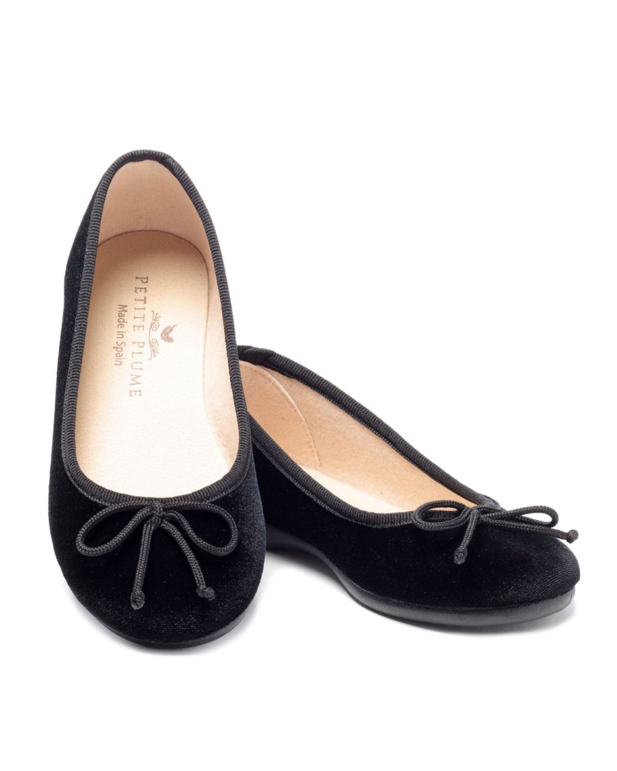 Enfants Petite Plume Pantoufles Et Accessoires | Chaussons De Ballet Juliette Pour Enfants En Velours Noir