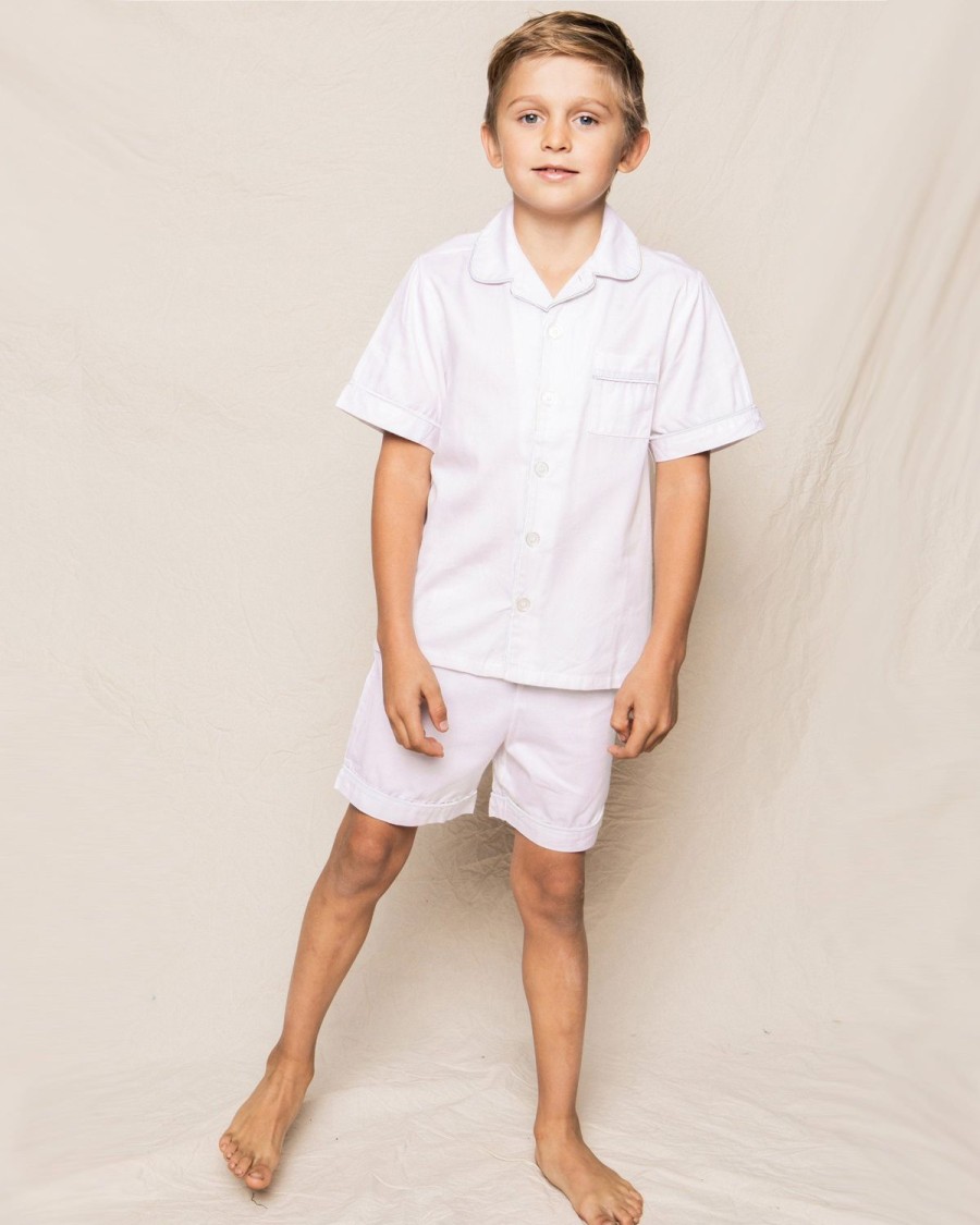 Enfants Petite Plume Pyjamas | Ensemble Pyjama Court En Serge Pour Enfant En Blanc