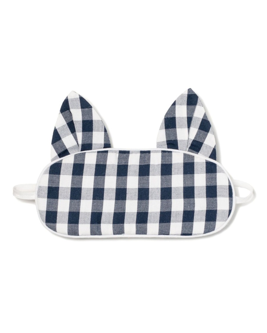 Enfants Petite Plume Pantoufles Et Accessoires | Masque De Sommeil Kid'S Kitty En Vichy Bleu Marine