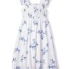 Enfants Petite Plume Vetements De Jour | Robe Margaux En Serge Pour Fille A Fleurs Indigo