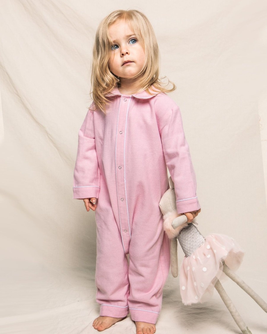 Enfants Petite Plume Barboteuse | Barboteuse Cambridge En Flanelle Pour Bebe En Rose