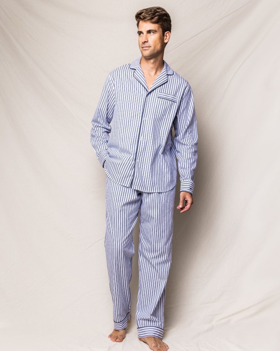 Hommes Petite Plume | Ensemble Pyjama En Serge Pour Homme En Coutil Francais Bleu Marine