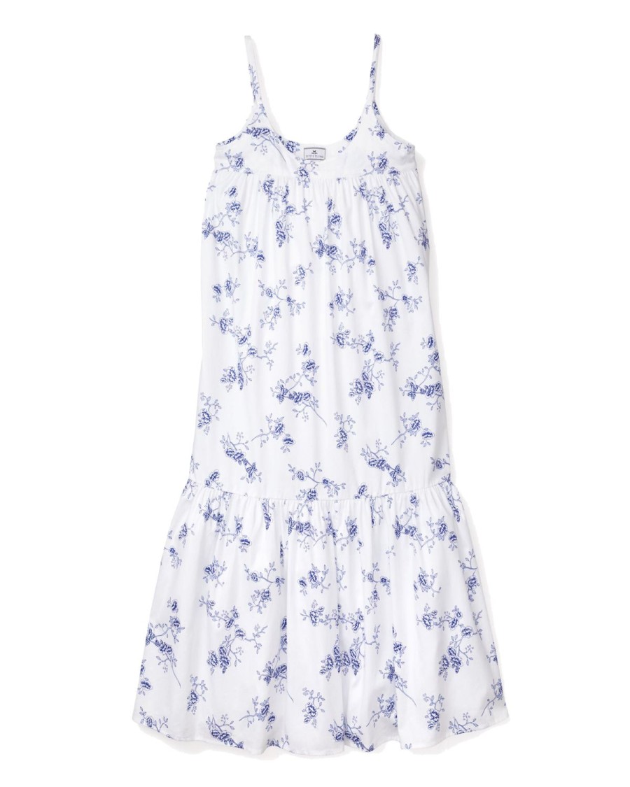 Femmes Petite Plume | Chemise De Nuit Chloe En Serge Pour Femmes A Fleurs Indigo