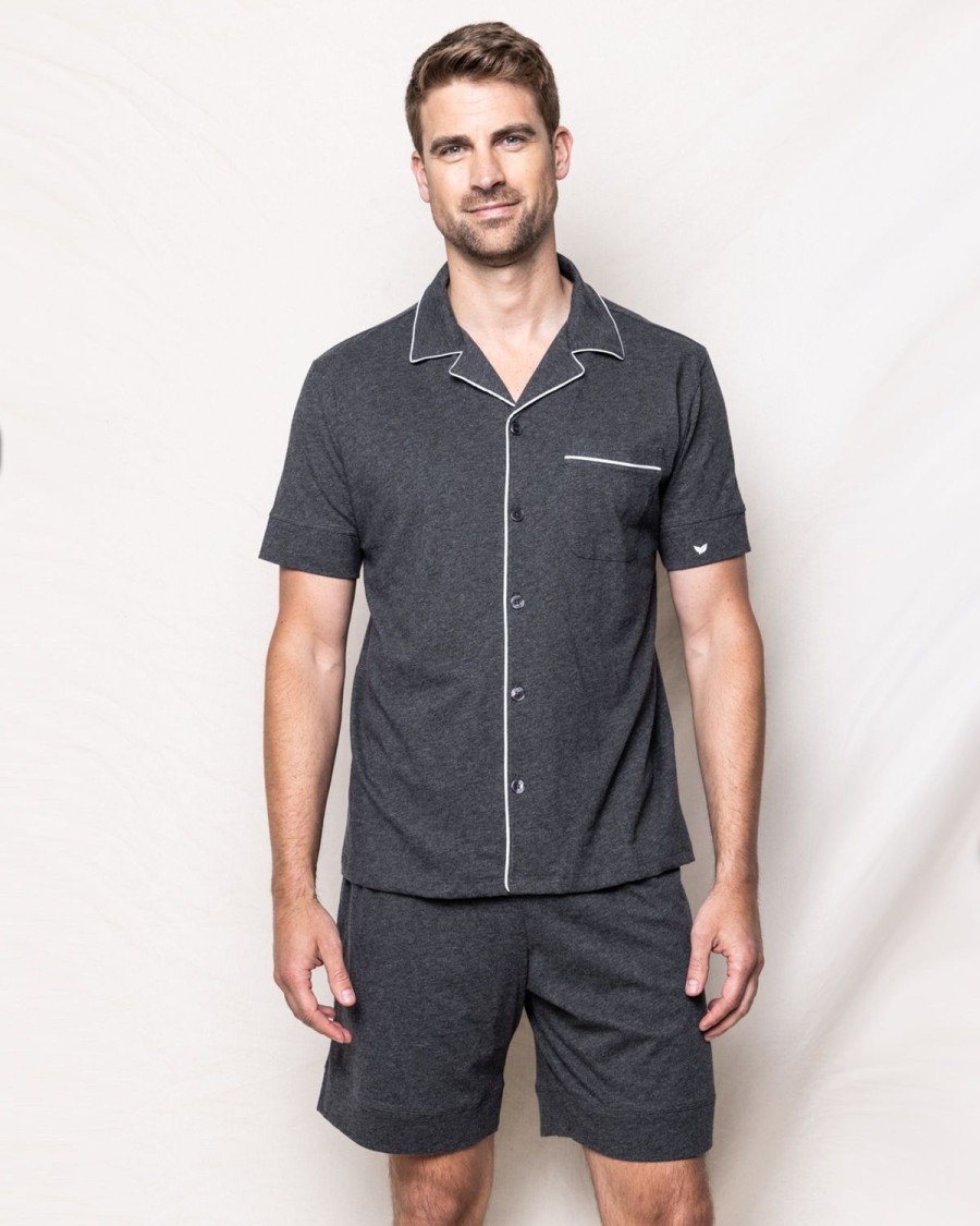 Hommes Petite Plume | Ensemble Pyjama Court Pima Pour Hommes En Chine Fonce