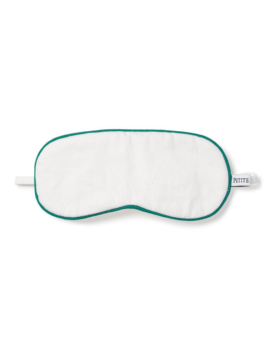 Enfants Petite Plume Pantoufles Et Accessoires | Masque De Sommeil Pour Enfant En Blanc Avec Passepoil Vert