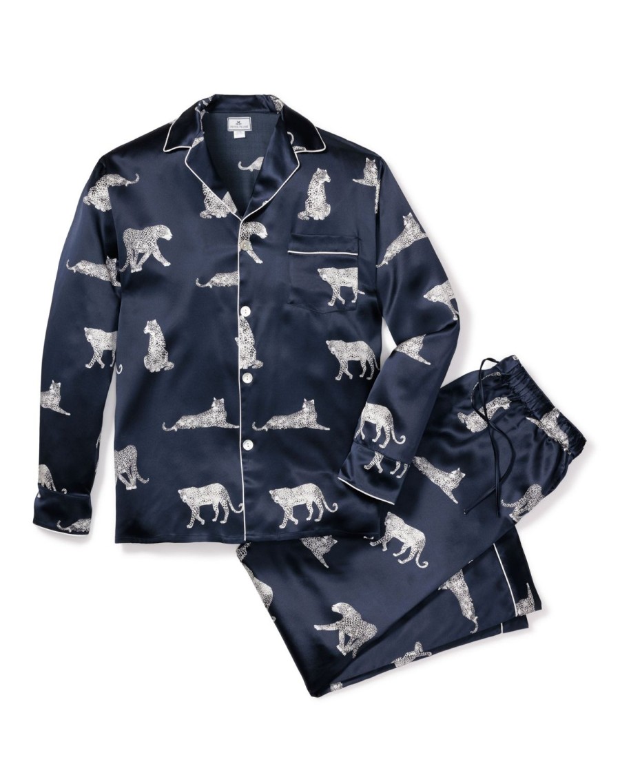 Hommes Petite Plume | Ensemble Pyjama En Soie Pour Homme En Panthere De Nuit