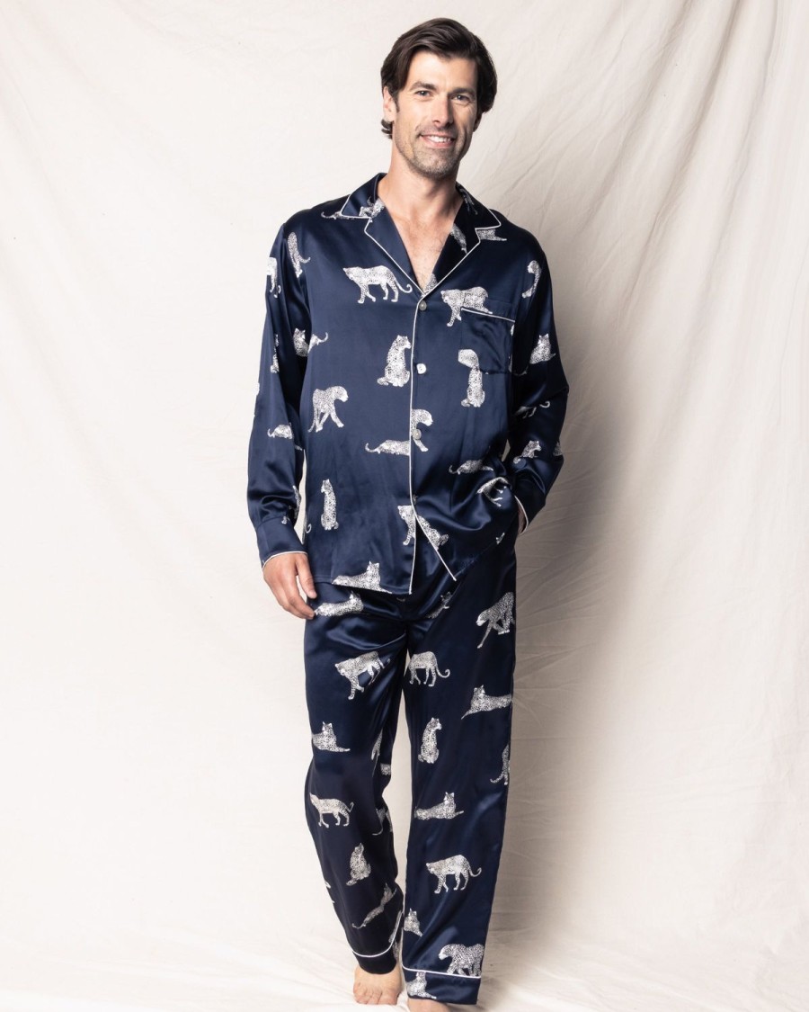 Hommes Petite Plume | Ensemble Pyjama En Soie Pour Homme En Panthere De Nuit