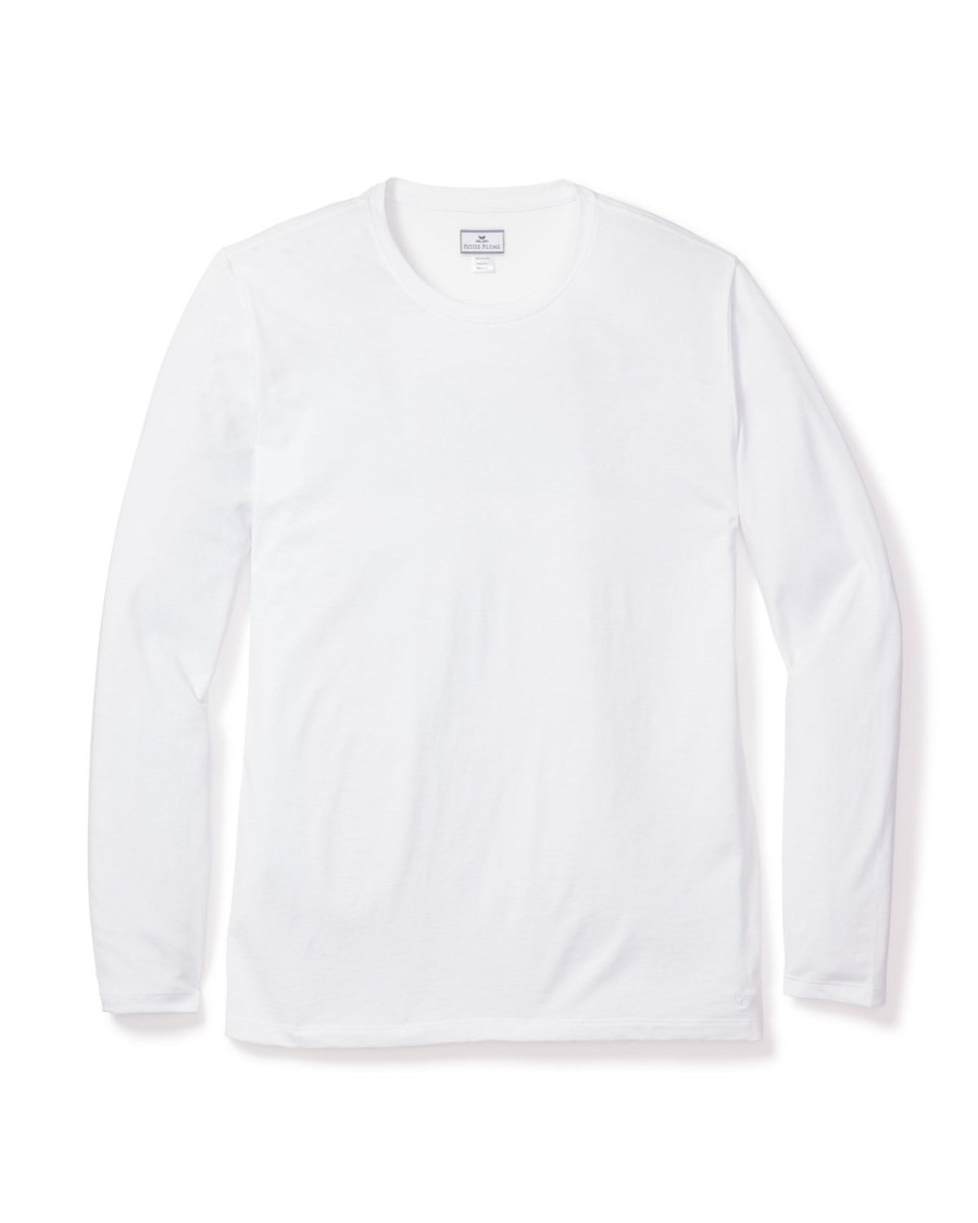 Hommes Petite Plume | Haut A Manches Longues Et Col Rond Pima Pour Hommes En Blanc