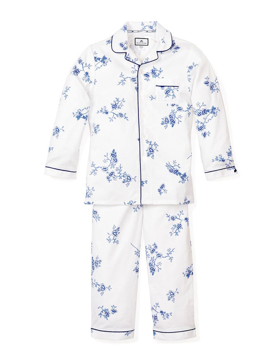 Enfants Petite Plume Pyjamas | Ensemble Pyjama En Serge Pour Enfant A Fleurs Indigo