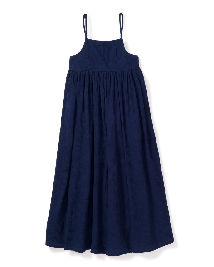 Femmes Petite Plume | Robe D'Ete Sereine En Gaze Pour Femmes En Bleu Marine