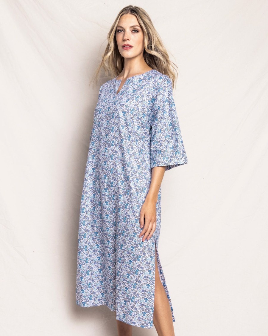 Femmes Petite Plume | Caftan En Serge Pour Femme En Fleur D'Azur