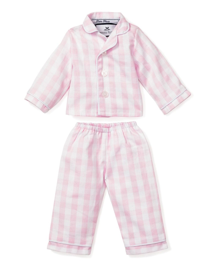 Enfants Petite Plume Pantoufles Et Accessoires | Pyjama De Poupee En Serge Pour Enfant En Vichy Rose