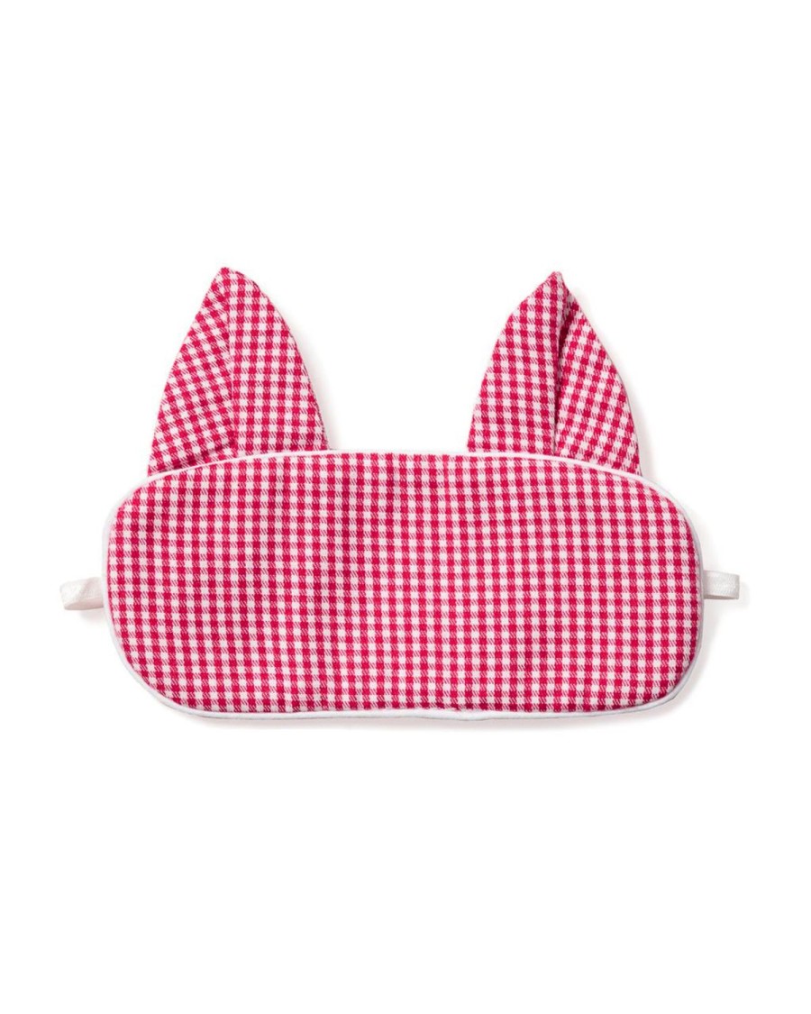 Enfants Petite Plume Pantoufles Et Accessoires | Masque De Sommeil Rouge Mini-Gingham Kitty Pour Enfant