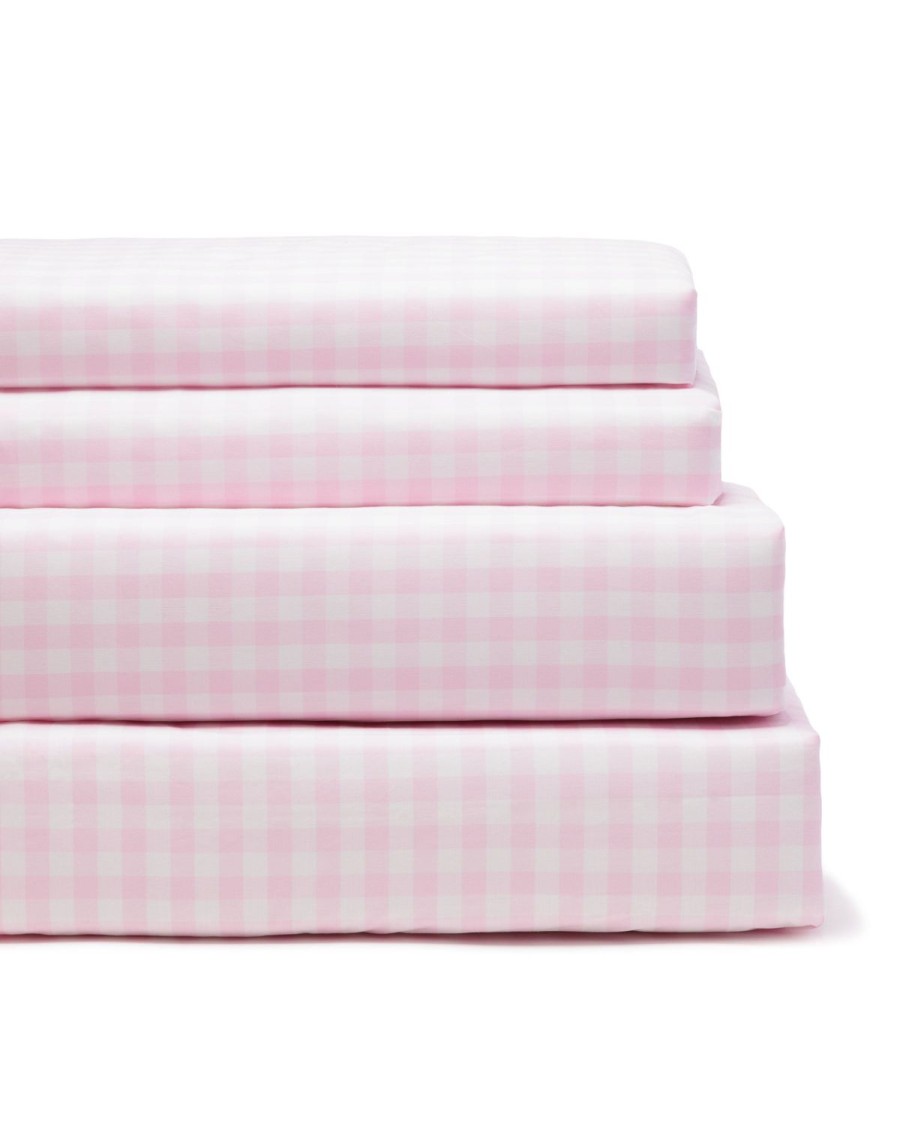 Maison Petite Plume Feuilles | Draps De Lit Luxe Premium En Coton Vichy Rose