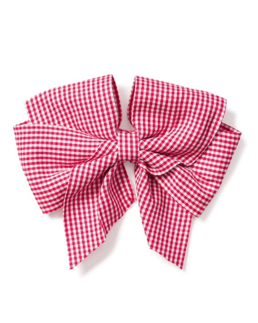 Enfants Petite Plume Accessoires | Noeuds Pour Cheveux De Fille En Mini Vichy Rouge