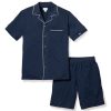 Hommes Petite Plume | Ensemble Pyjama Court Pima Pour Hommes En Bleu Marine