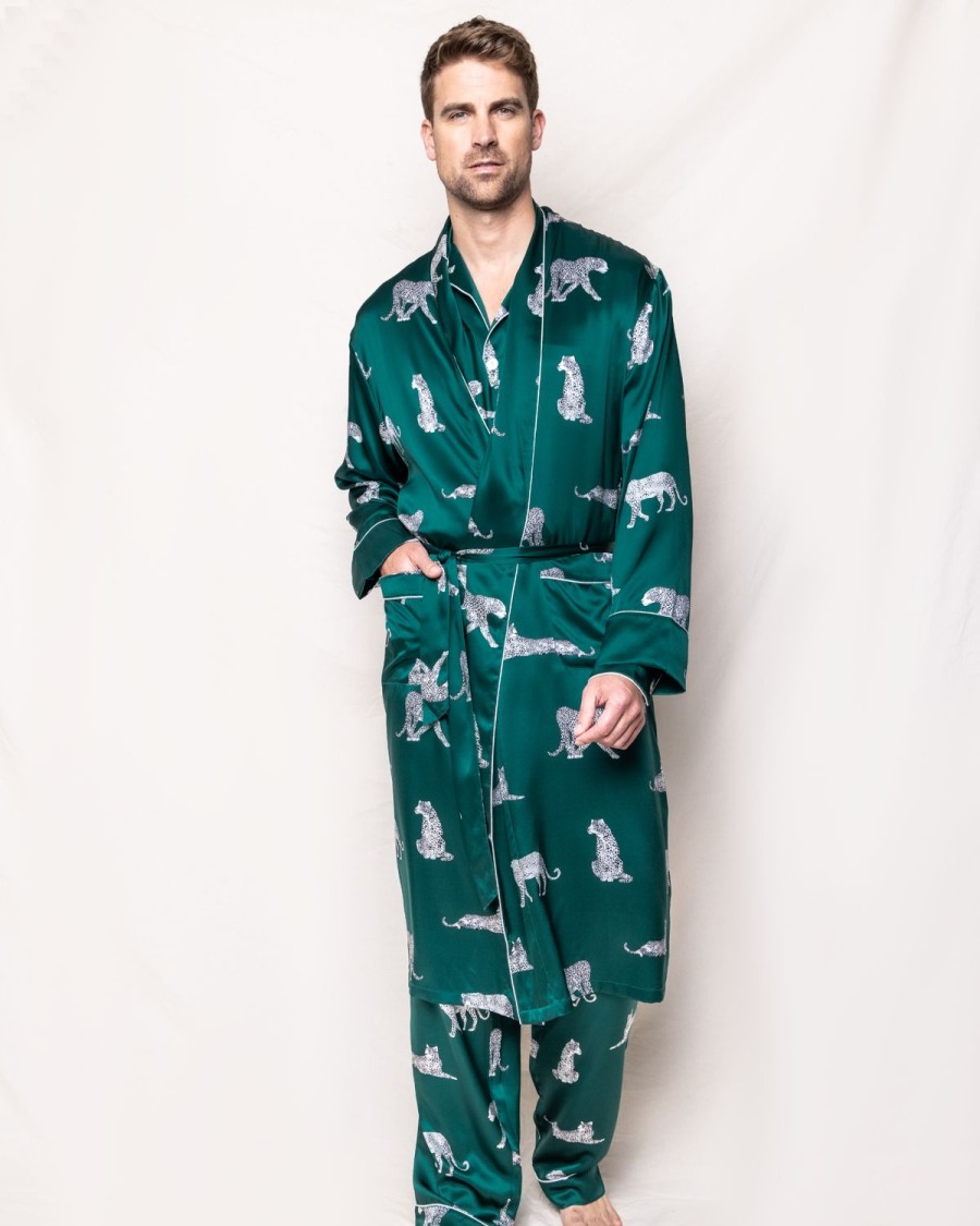 Hommes Petite Plume | Robe Longue En Soie Pour Hommes En Panthere De Luxe