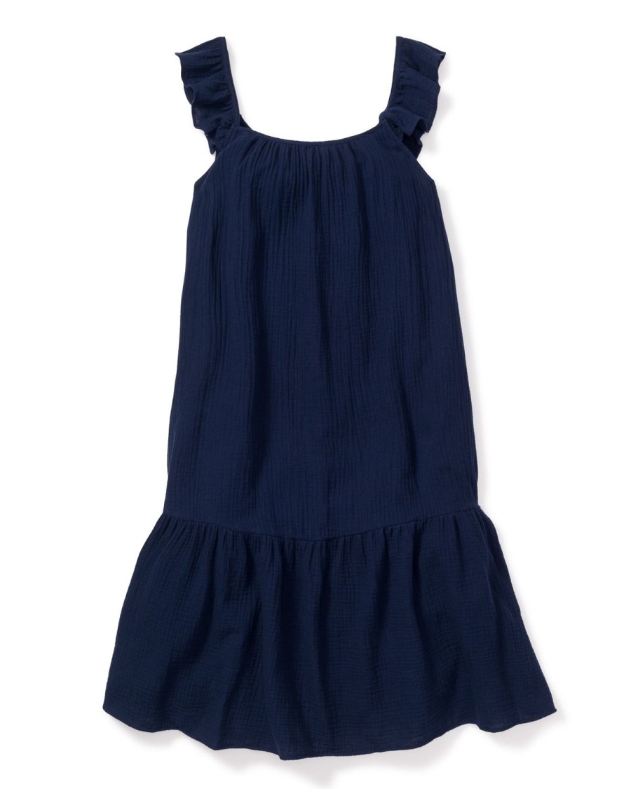 Femmes Petite Plume | Robe D'Ete En Gaze Celeste Pour Femmes En Bleu Marine