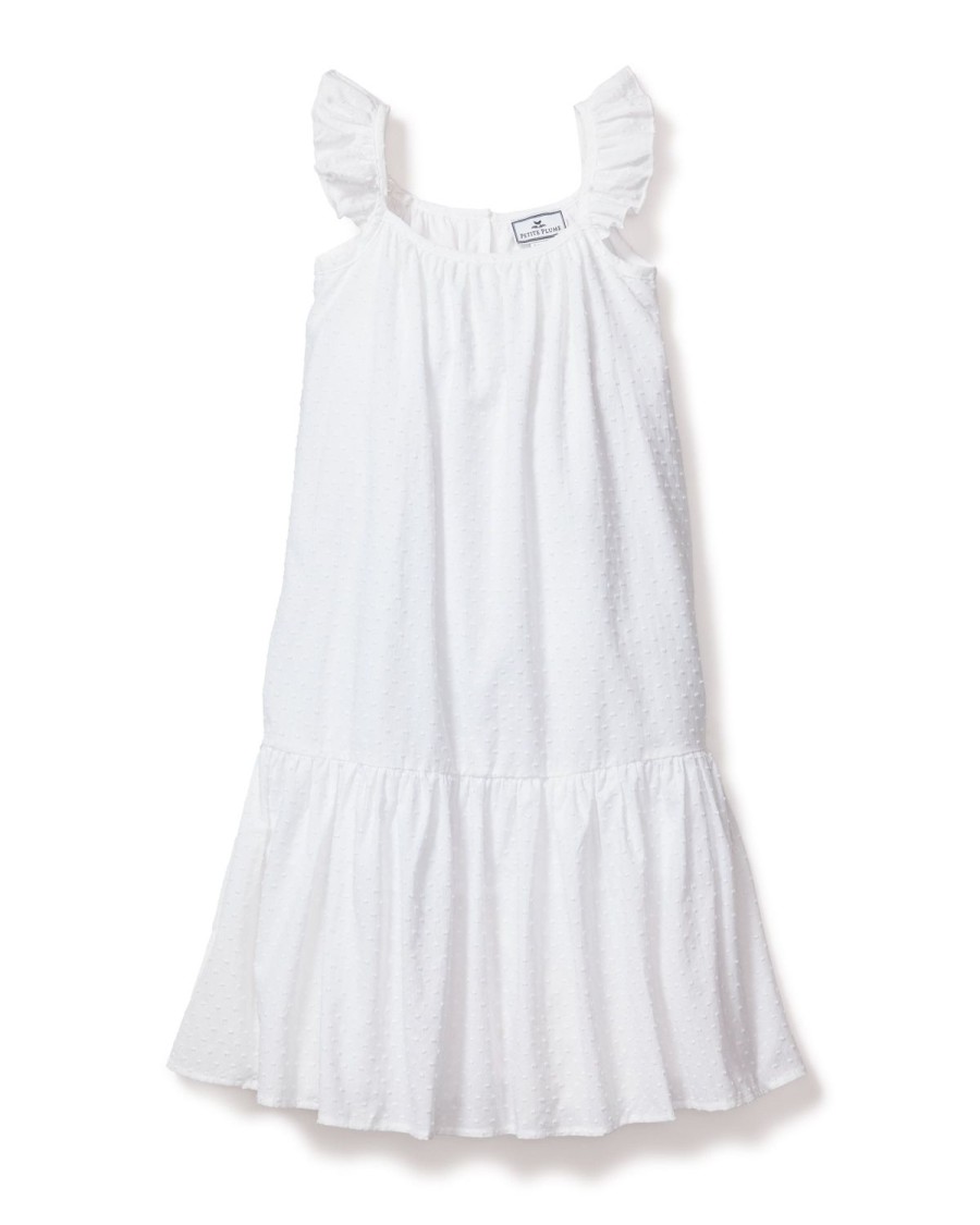 Enfants Petite Plume Vetements De Jour | Robe De Jour Celeste A Pois Suisses Pour Fille En Blanc