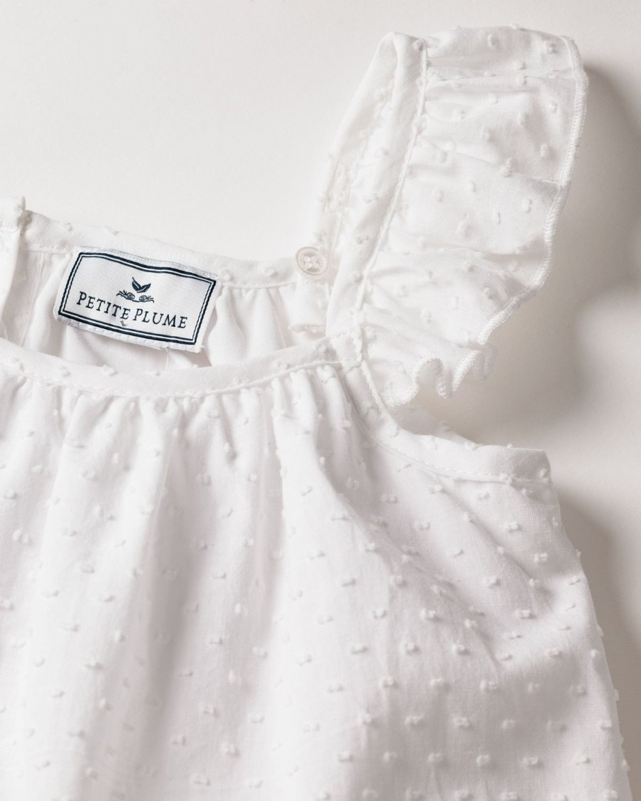 Enfants Petite Plume Vetements De Jour | Robe De Jour Celeste A Pois Suisses Pour Fille En Blanc