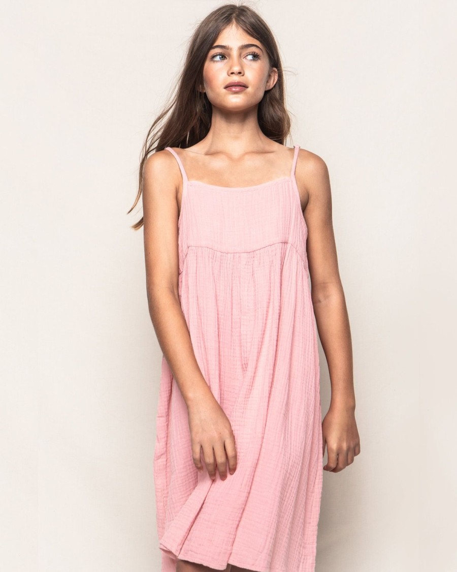 Enfants Petite Plume Vetements De Jour | Robe D'Ete Sereine En Gaze Pour Fille En Rose