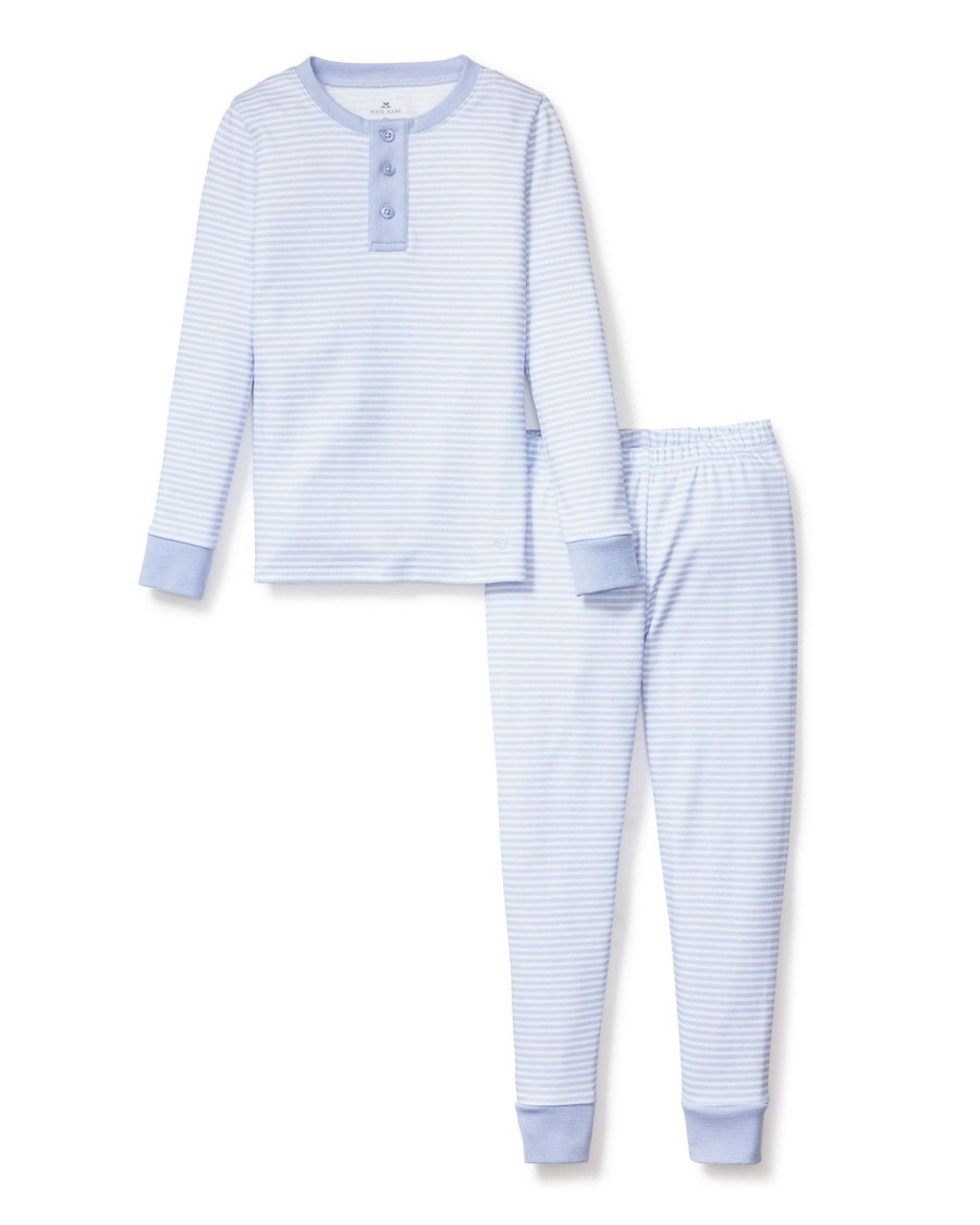 Enfants Petite Plume Pyjamas | Ensemble De Pyjama Ajuste Pima Pour Enfant A Rayures Bleues