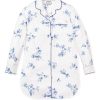 Femmes Petite Plume | Chemise De Nuit En Serge Pour Femme A Fleurs Indigo