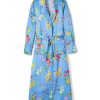 Femmes Petite Plume | Robe En Soie Pour Femmes En Botanique Brillant Azur