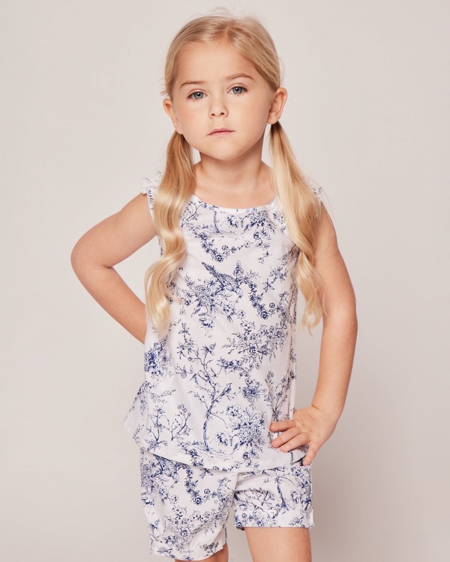 Enfants Petite Plume Pyjamas | Ensemble Court Amelie En Serge Pour Fille En Toile Intemporelle