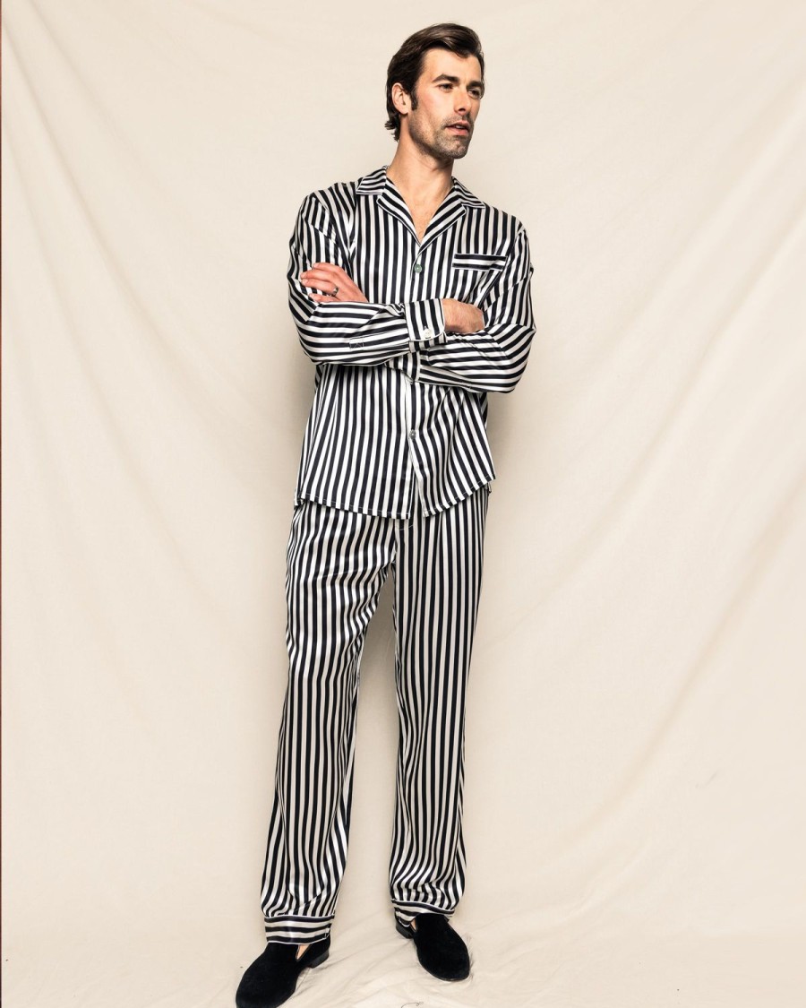 Hommes Petite Plume | Ensemble Pyjama En Soie Pour Hommes A Rayures Du Bengale