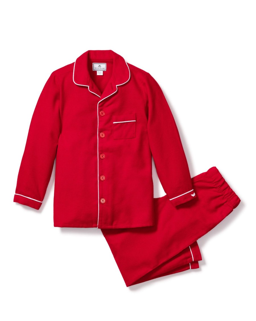 Enfants Petite Plume Pyjamas | Ensemble Pyjama En Flanelle Pour Enfant En Rouge