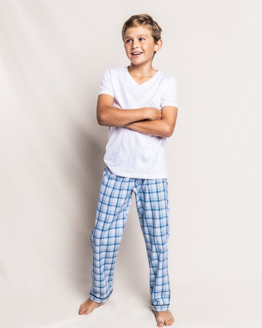 Enfants Petite Plume Pyjamas | Pantalon De Pyjama En Serge Pour Enfant En Tartan Marin