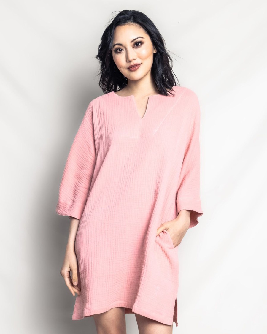 Femmes Petite Plume | Caftan Court En Gaze Pour Femme En Rose