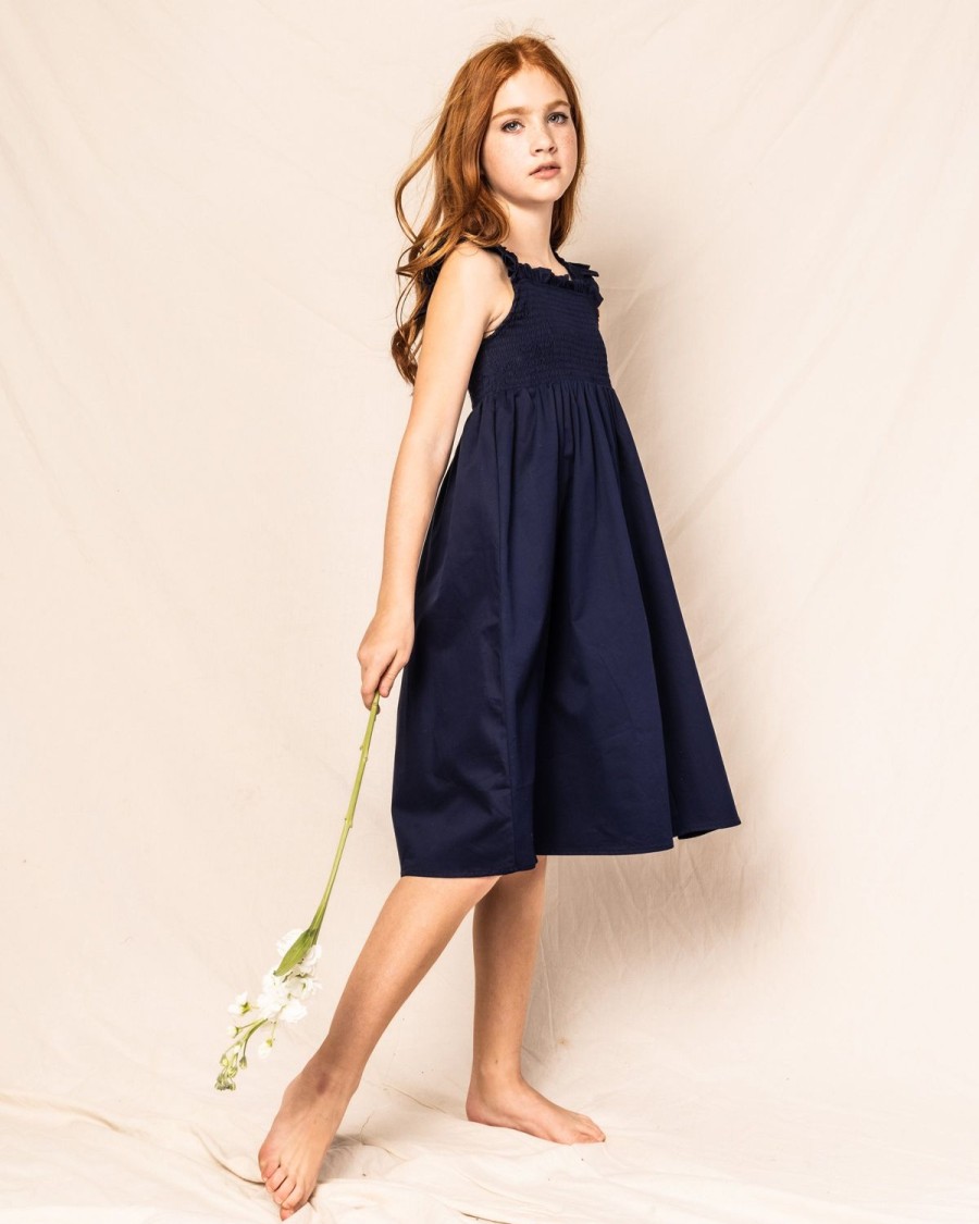 Enfants Petite Plume Vetements De Jour | Robe Margaux En Serge Pour Fille En Bleu Marine