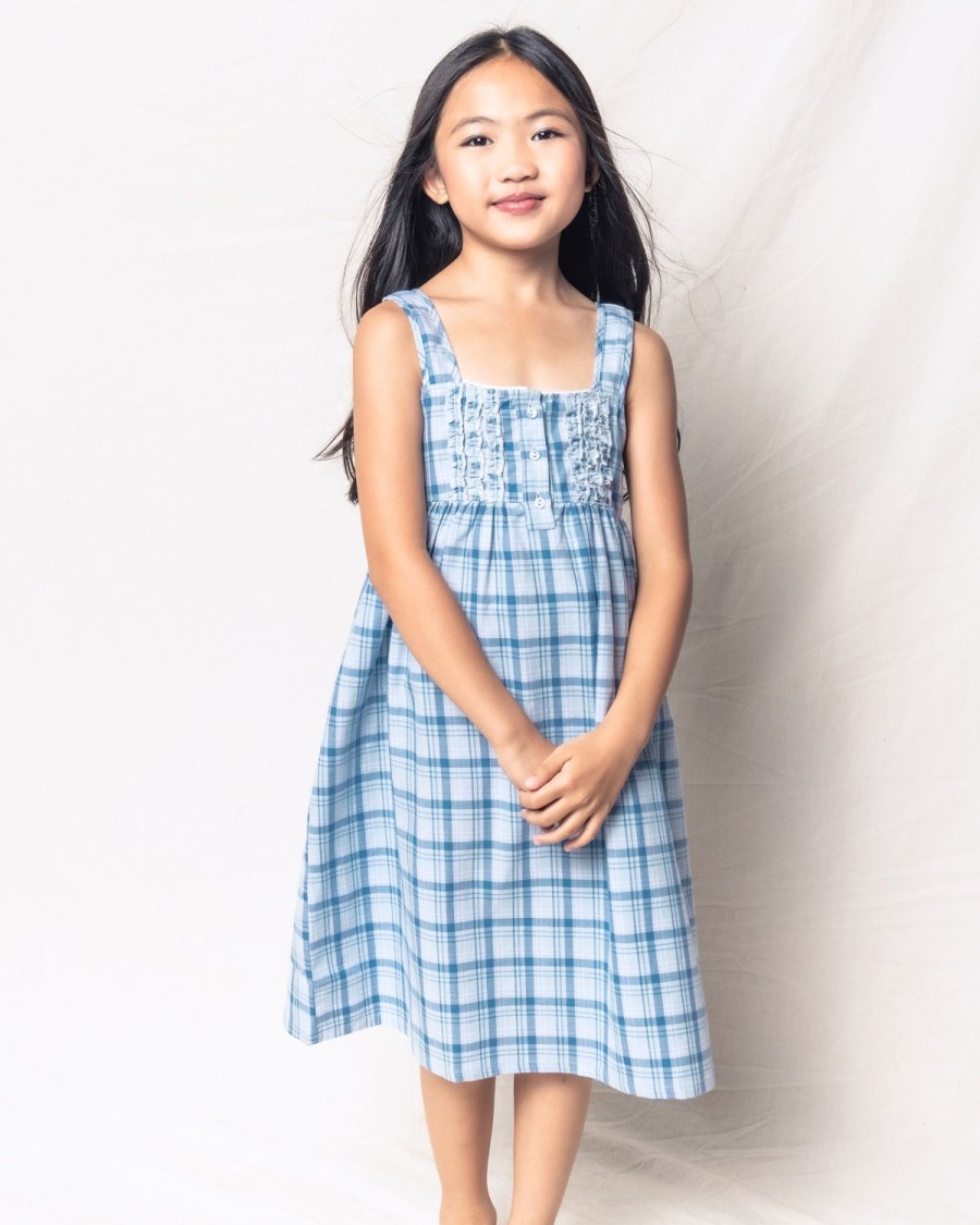 Enfants Petite Plume Chemises De Nuit | Chemise De Nuit Charlotte En Serge Pour Enfants En Tartan Marin