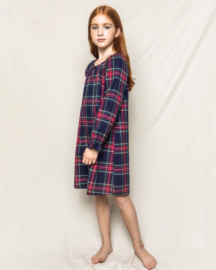 Enfants Petite Plume Chemises De Nuit | Chemise De Nuit Delphine En Coton Brosse Pour Fille En Tartan Windsor