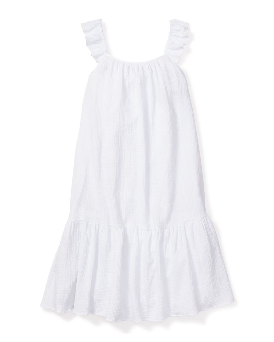 Femmes Petite Plume | Robe D'Ete En Gaze Celeste Pour Femmes En Blanc