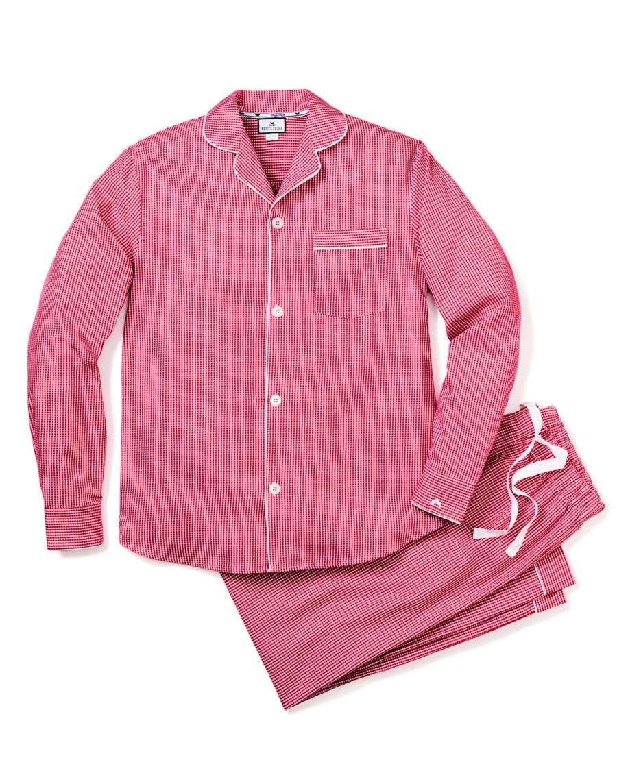 Hommes Petite Plume | Ensemble Pyjama En Flanelle Pour Hommes En Mini Vichy Rouge