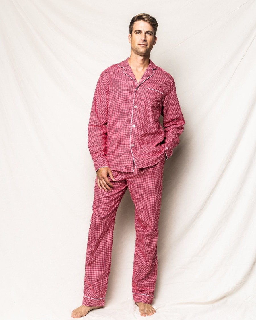 Hommes Petite Plume | Ensemble Pyjama En Flanelle Pour Hommes En Mini Vichy Rouge