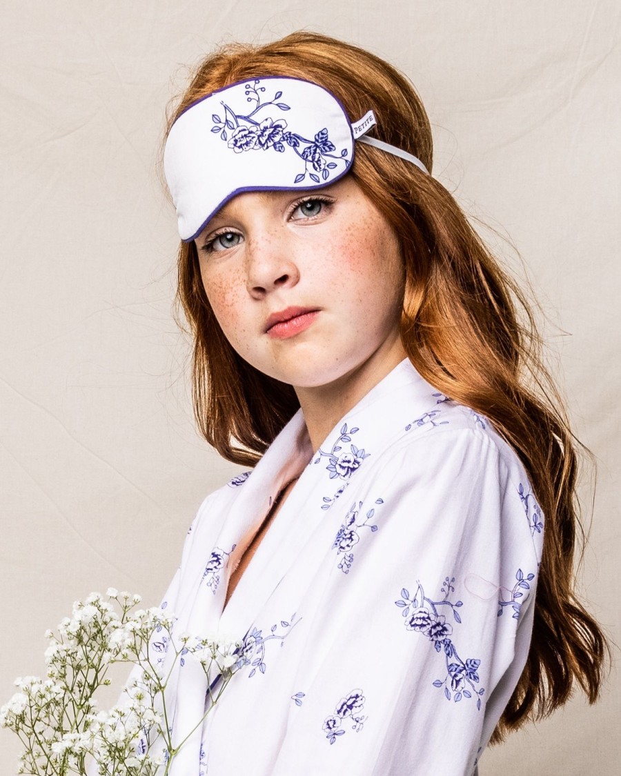 Enfants Petite Plume Pantoufles Et Accessoires | Masque De Sommeil Pour Enfants A Fleurs Indigo