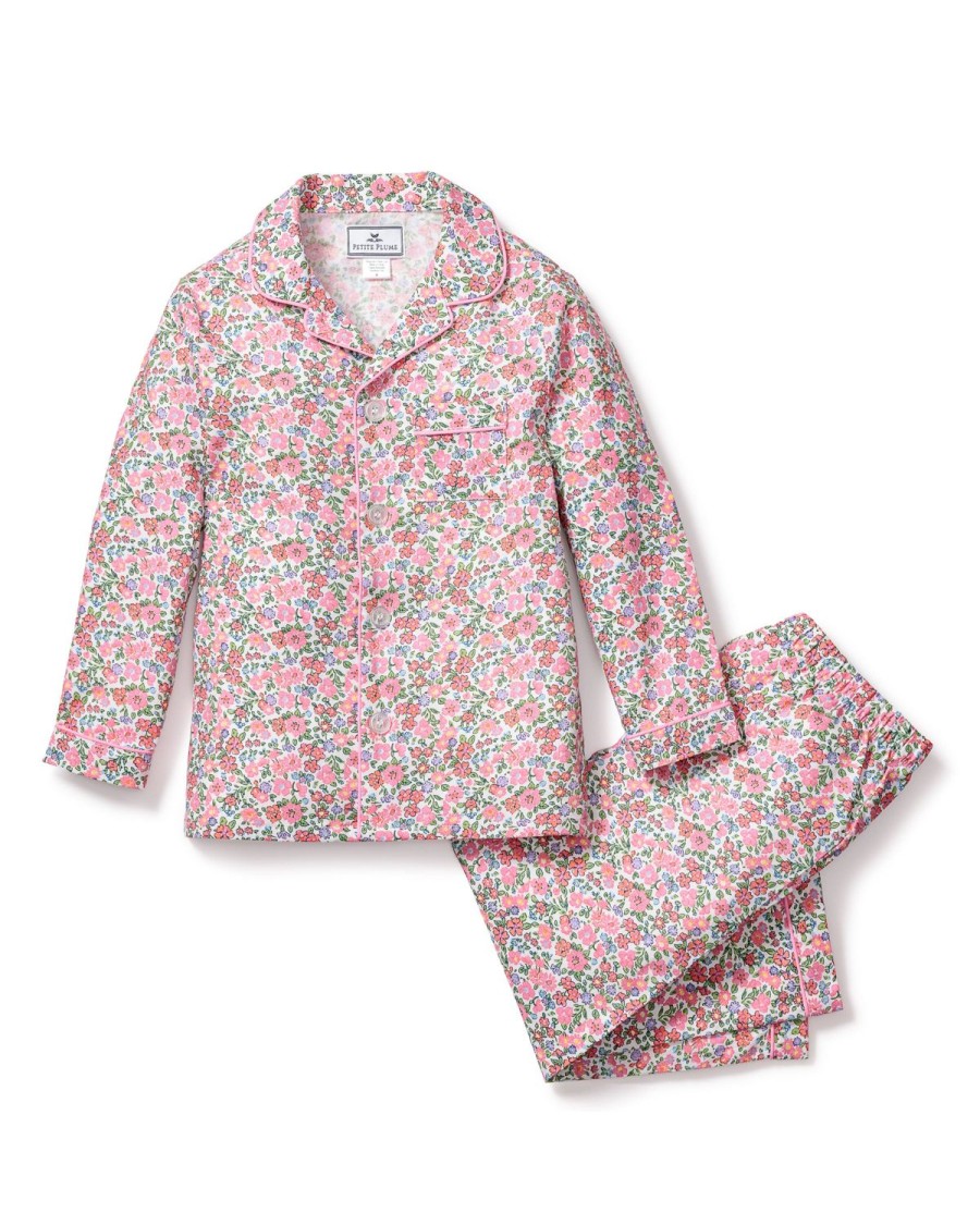 Enfants Petite Plume Pyjamas | Ensemble Pyjama En Serge Pour Enfant A Fleurs De Rose