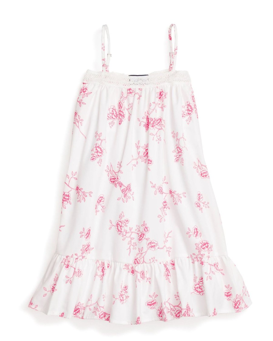 Enfants Petite Plume Chemises De Nuit | Chemise De Nuit En Serge Lily Pour Fille, Motif Floral Rose Anglais