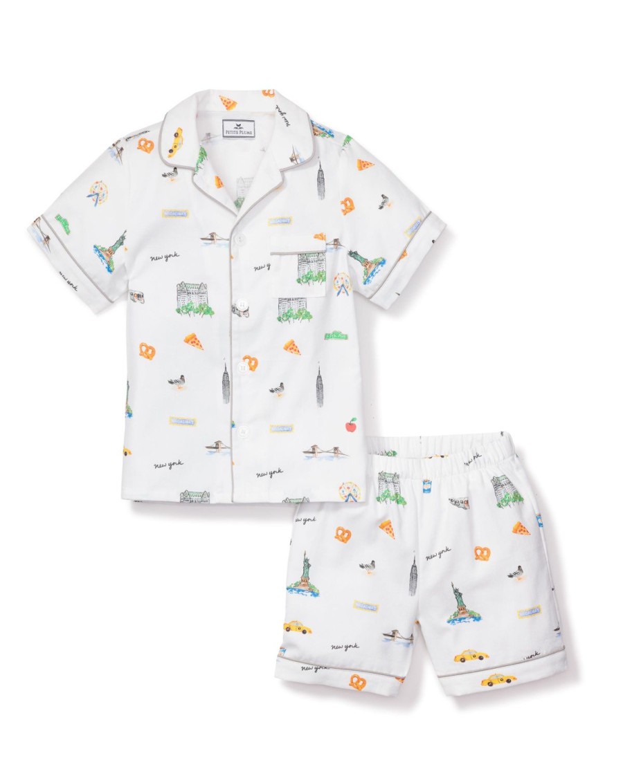 Enfants Petite Plume Pyjamas | Ensemble Pyjama Court En Serge Pour Enfants A New York ! New York!